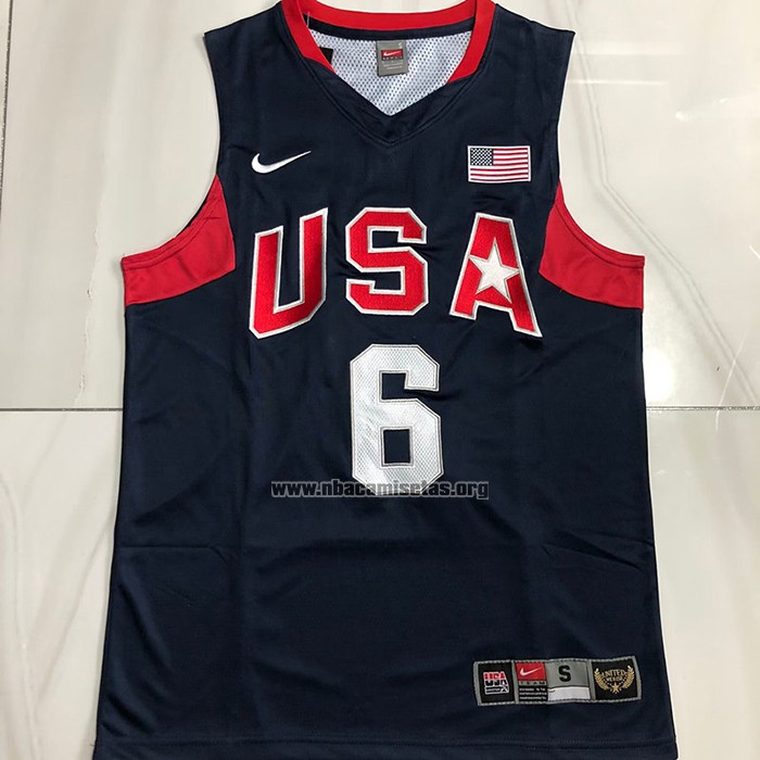 Camiseta USA 2008 LeBron James NO 6 Azul